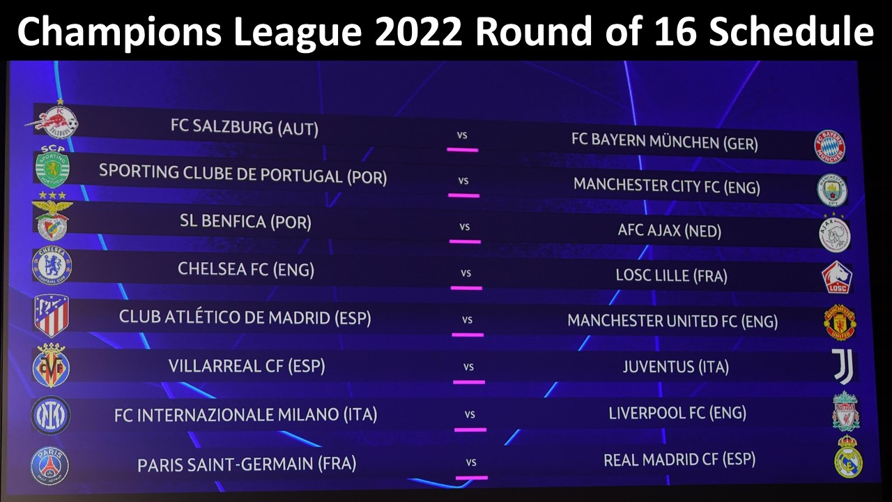 Champions League 2022 Round of 16 Schedule